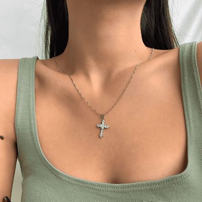 [Clara Jewels]Delicate Cross Shape Necklace