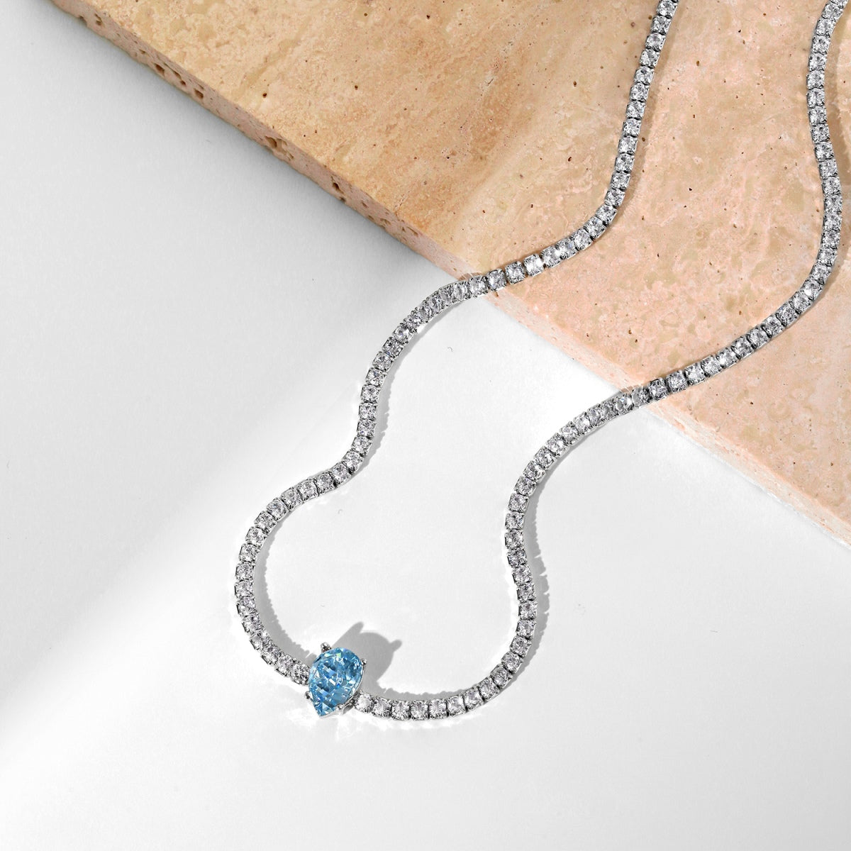 [Clara Jewels]1.0 carat Unique Pear Cut Tennis Necklace