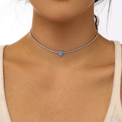 [Clara Jewels]1.0 carat Unique Pear Cut Tennis Necklace