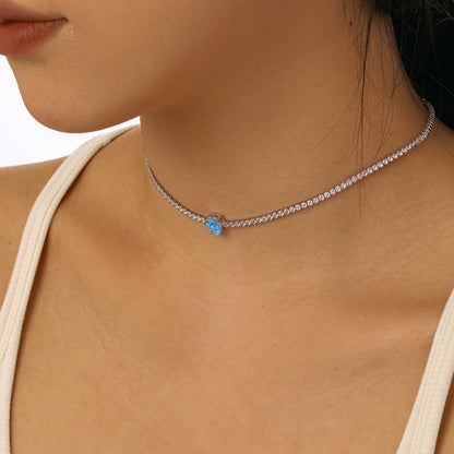 [Clara Jewels]1.0 carat Unique Pear Cut Tennis Necklace