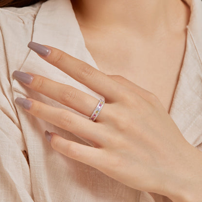 [Clara Jewels]Delicate Colorful Round Cut Daily Ring