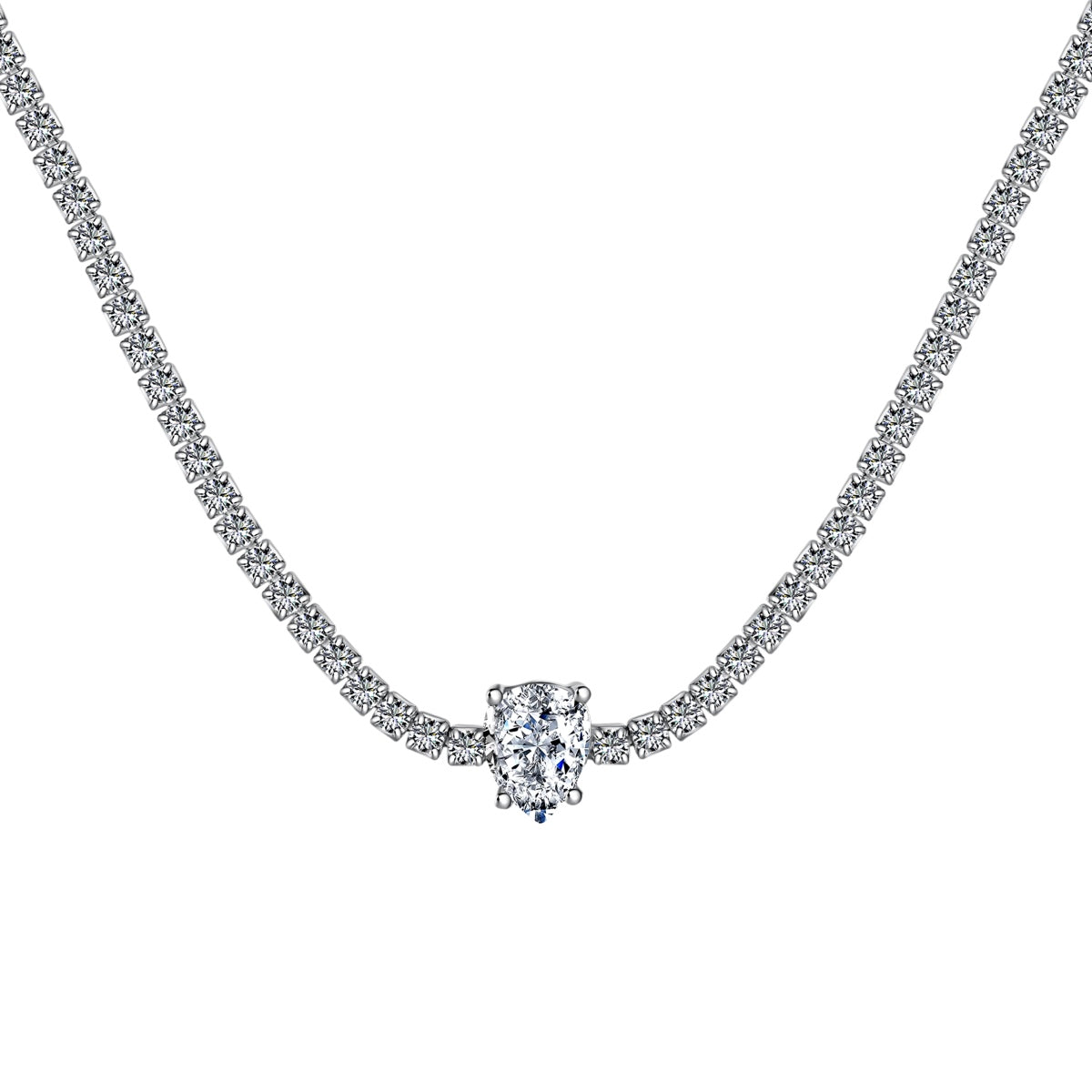 [Clara Jewels]1.0 carat Unique Pear Cut Tennis Necklace