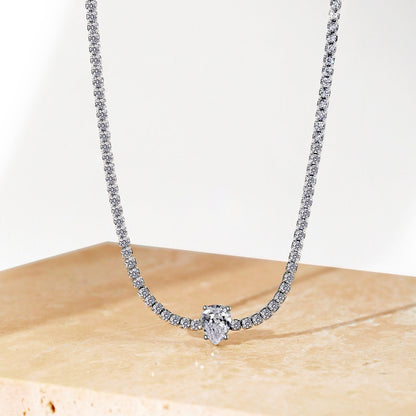 [Clara Jewels]1.0 carat Unique Pear Cut Tennis Necklace