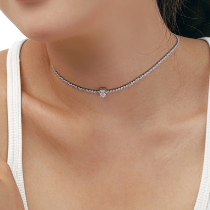 [Clara Jewels]1.0 carat Unique Pear Cut Tennis Necklace