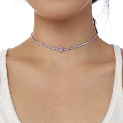 [Clara Jewels]1.0 carat Unique Pear Cut Tennis Necklace