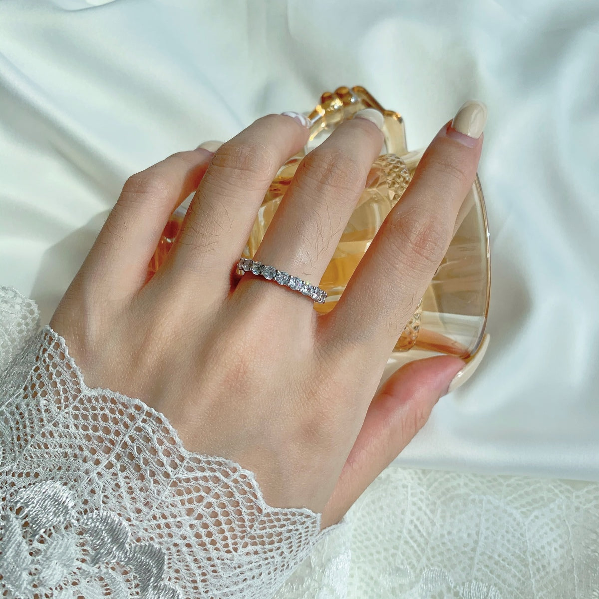 [Clara Jewels]Sparkling Round Cut Tennis Ring