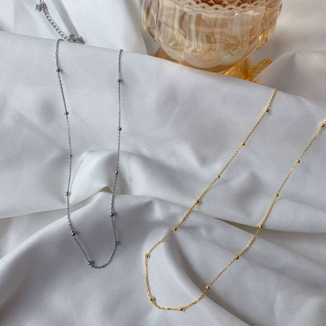 [Clara Jewels]Small Bead Clavicle Chain Simple Necklace
