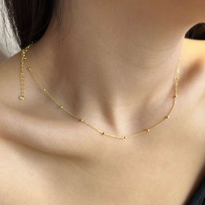 [Clara Jewels]Small Bead Clavicle Chain Simple Necklace