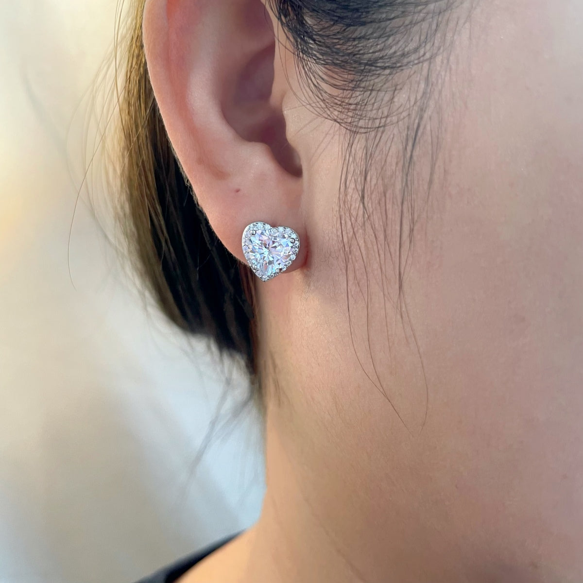 [Clara Jewels]Sparkling Heart Shape Lover Earrings