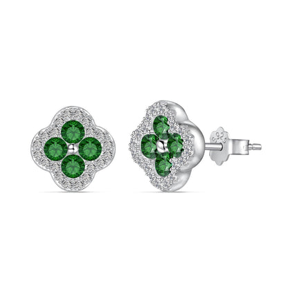 [Clara Jewels]Four-Leaf Clover Flower Shaped Earrings