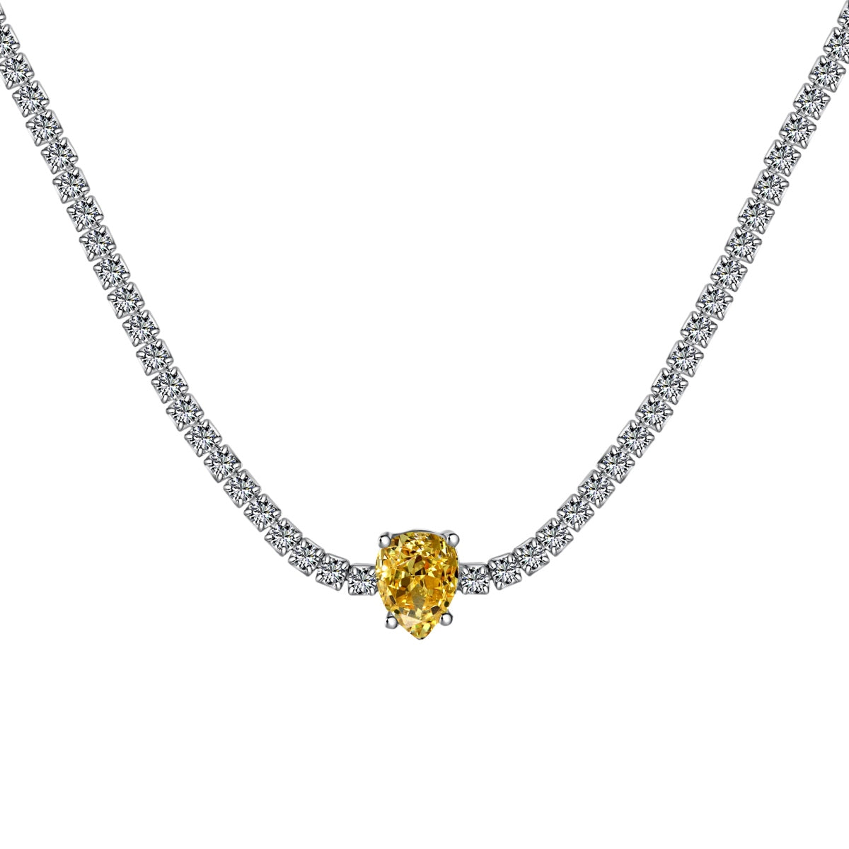 [Clara Jewels]1.0 carat Unique Pear Cut Tennis Necklace