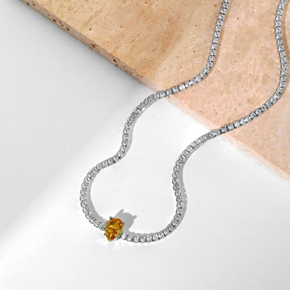 [Clara Jewels]1.0 carat Unique Pear Cut Tennis Necklace