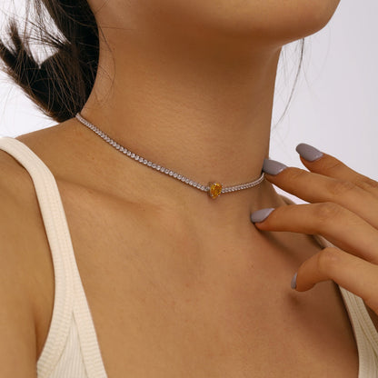 [Clara Jewels]1.0 carat Unique Pear Cut Tennis Necklace