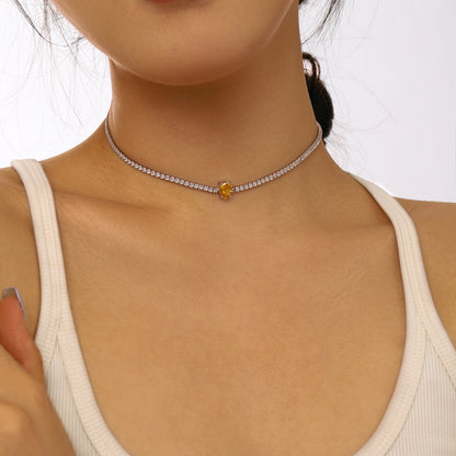 [Clara Jewels]1.0 carat Unique Pear Cut Tennis Necklace