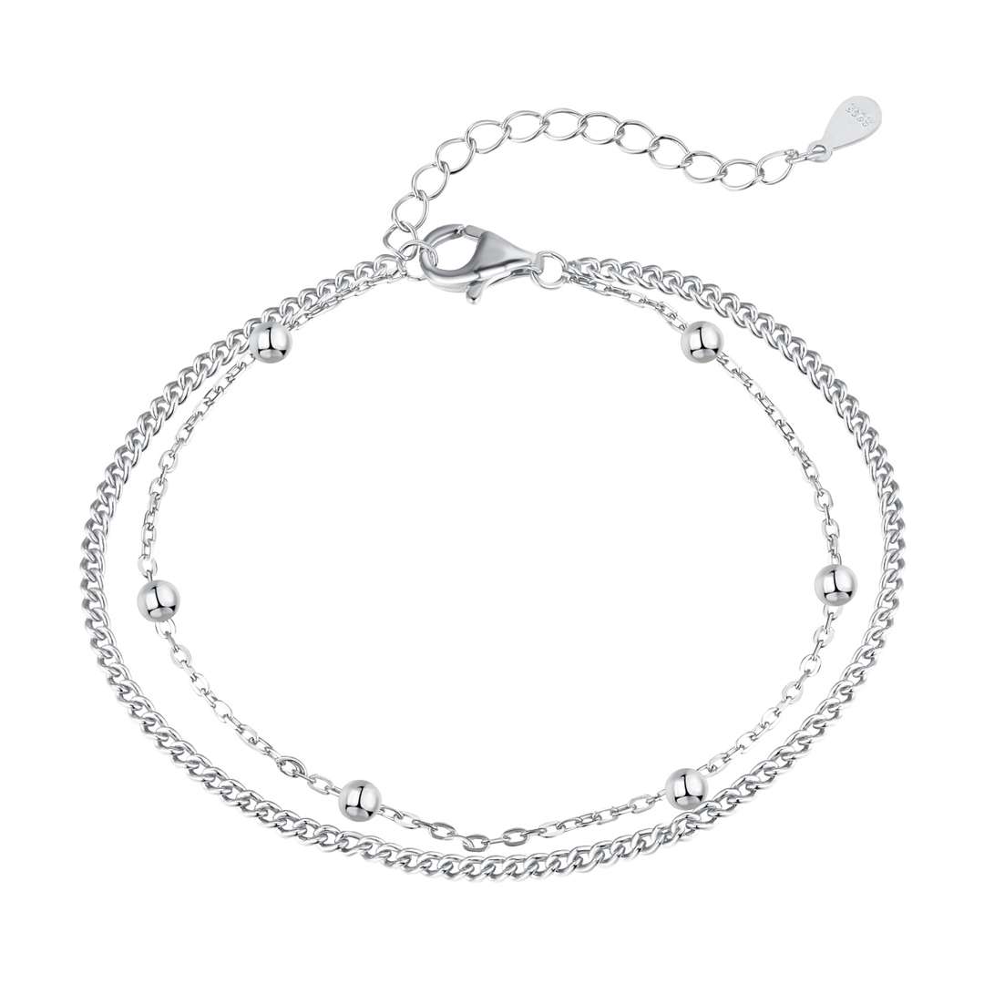 [Clara Jewels]Delicate Bead Double Layer Bracelet