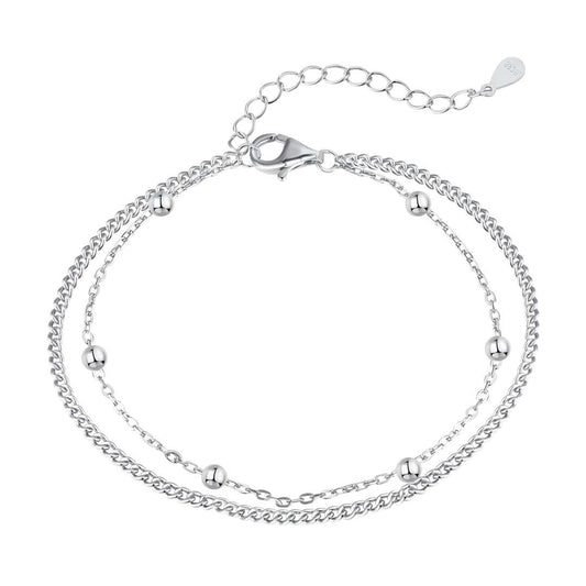 [Clara Jewels]Delicate Bead Double Layer Bracelet