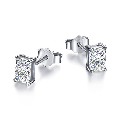 [Clara Jewels]Stylish Shiny Rectangular Center Stone Stud Earrings