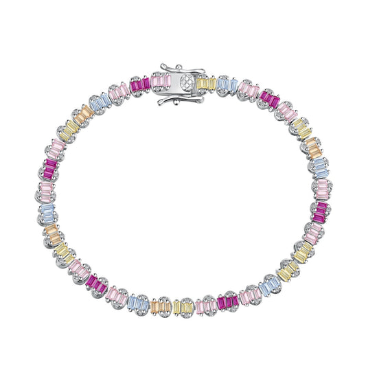 [Clara Jewels]Delicate Colorful Emerald Cut Party Bracelet