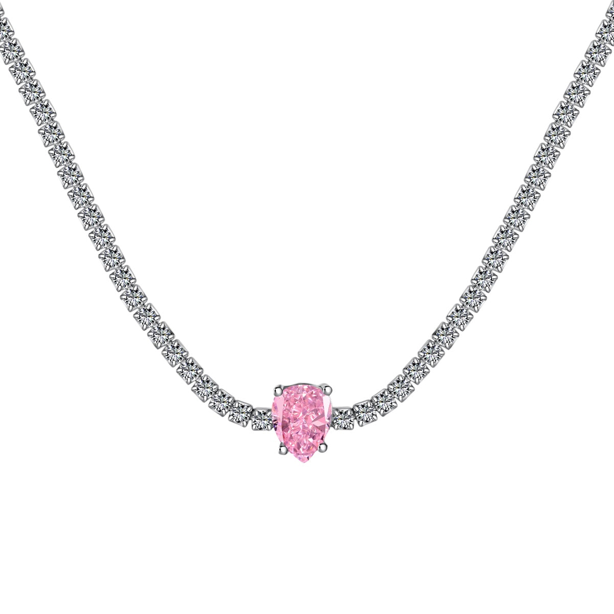 [Clara Jewels]1.0 carat Unique Pear Cut Tennis Necklace