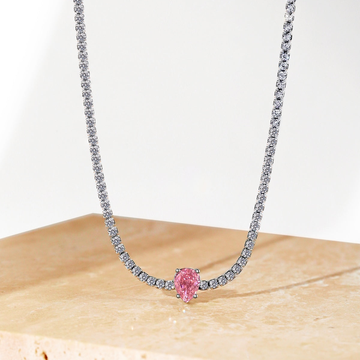 [Clara Jewels]1.0 carat Unique Pear Cut Tennis Necklace