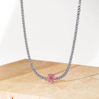 [Clara Jewels]1.0 carat Unique Pear Cut Tennis Necklace