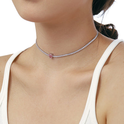 [Clara Jewels]1.0 carat Unique Pear Cut Tennis Necklace