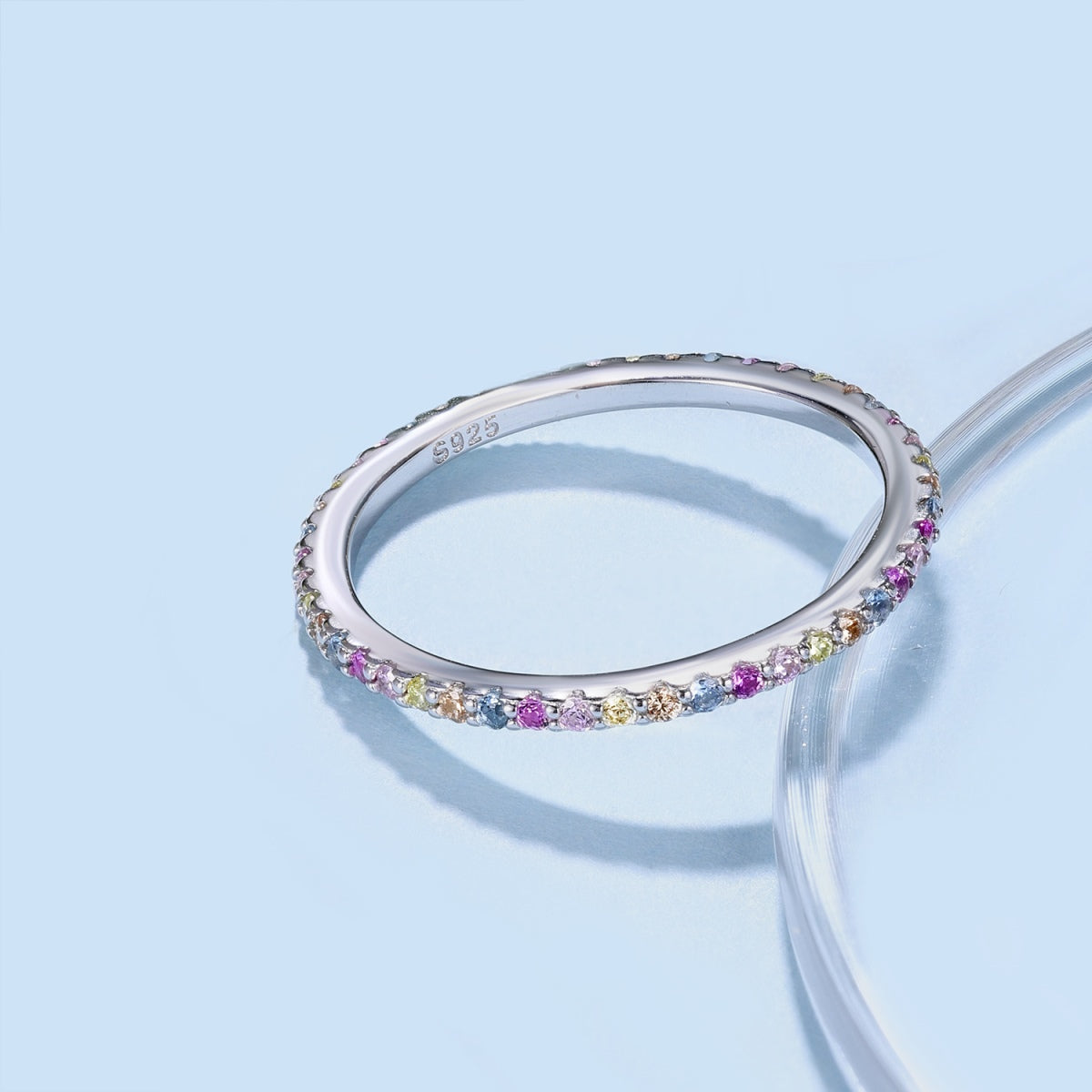 [Clara Jewels]Ornate Colorful Round Cut Tennis Ring