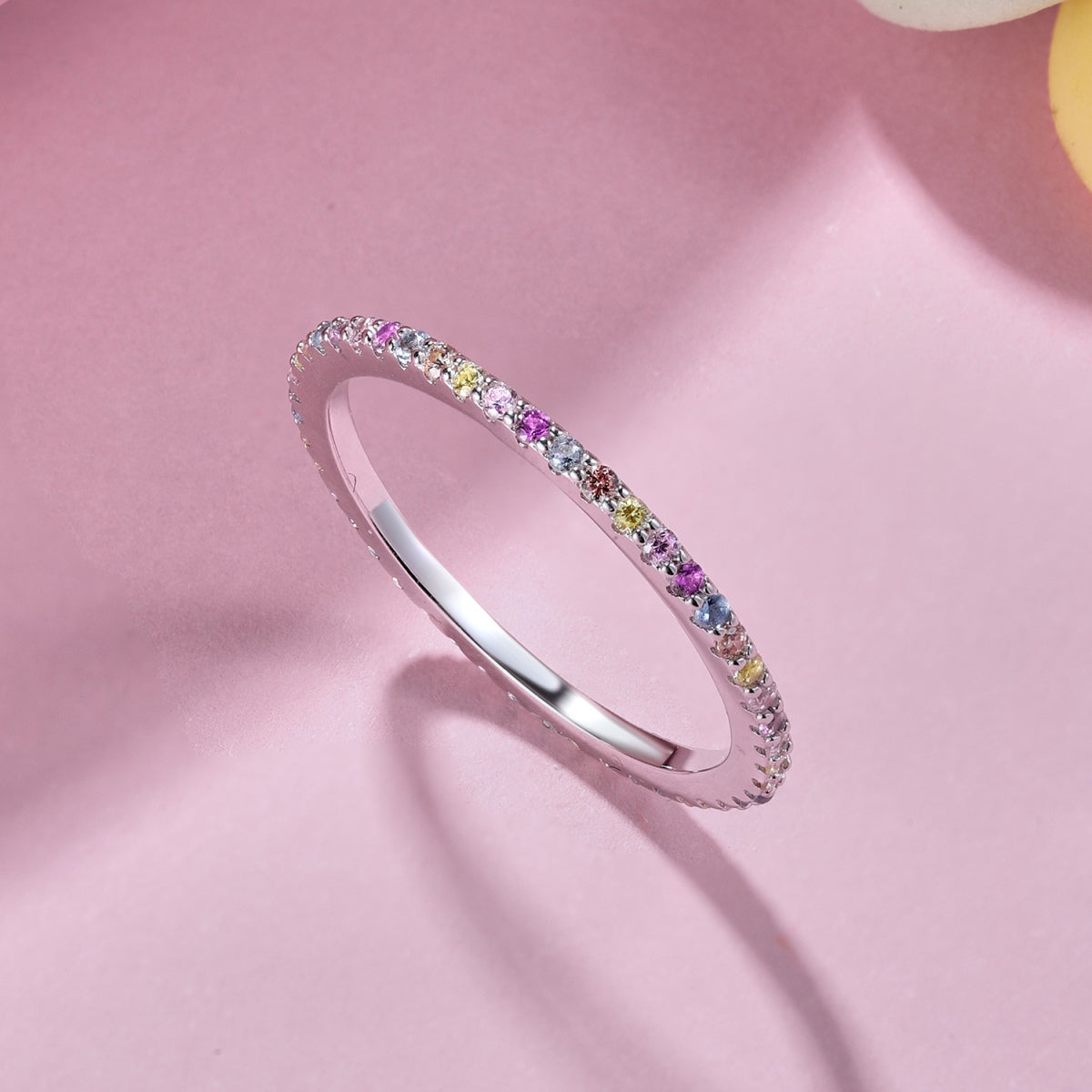 [Clara Jewels]Ornate Colorful Round Cut Tennis Ring