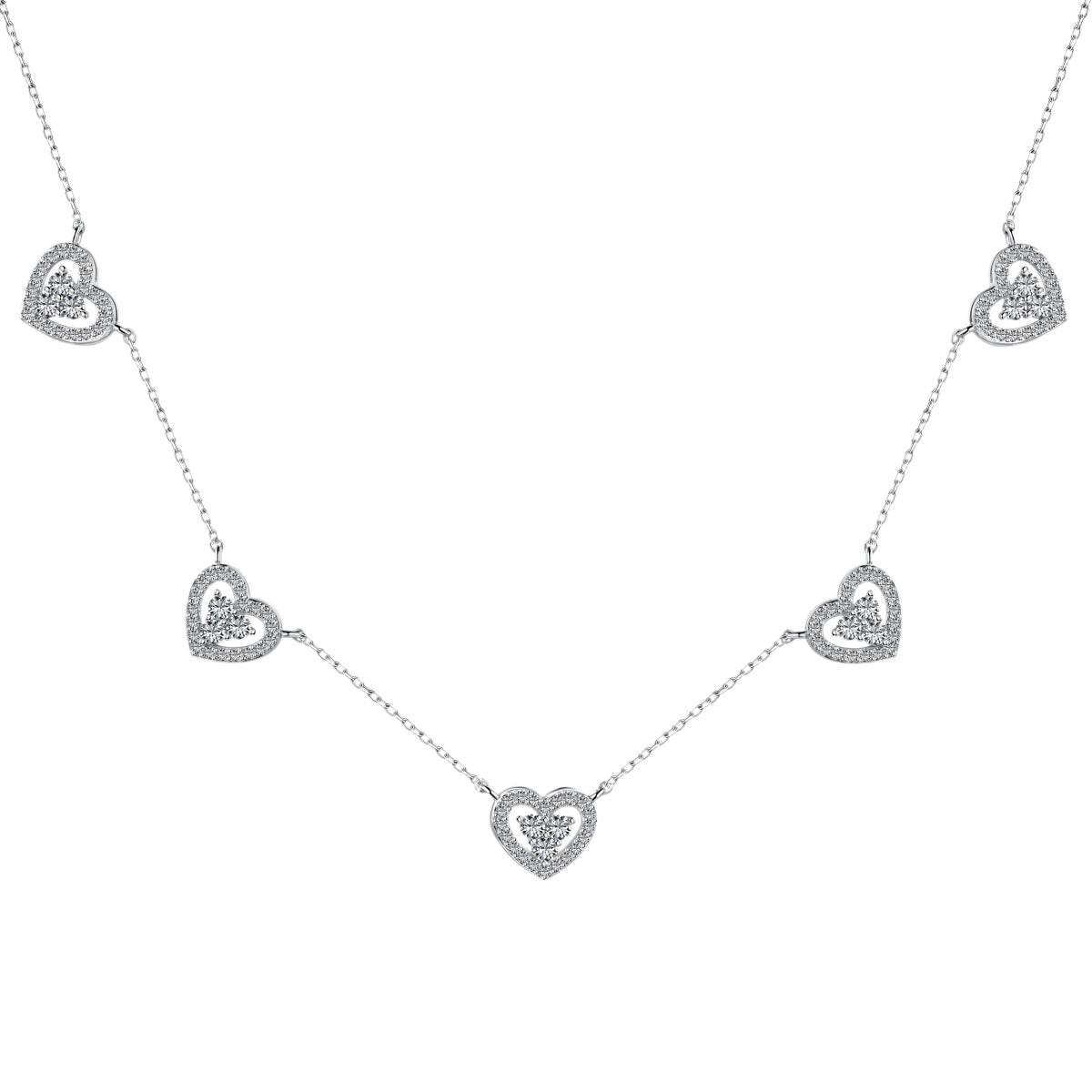 [Clara Jewels]Sparkling Five Heart Necklace
