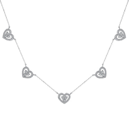 [Clara Jewels]Sparkling Five Heart Necklace