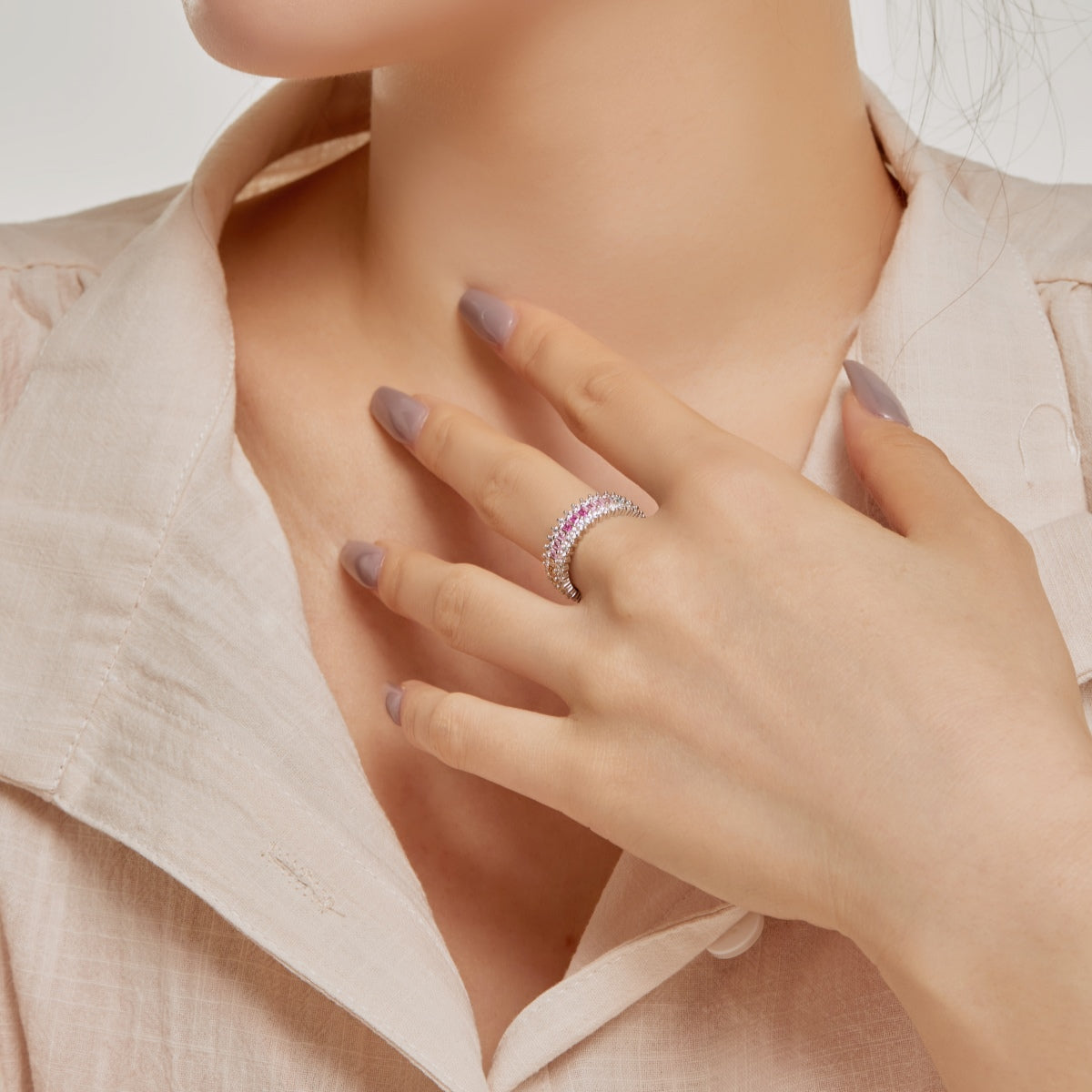 [Clara Jewels]Ornate Colorful Radiant Cut Daily Ring