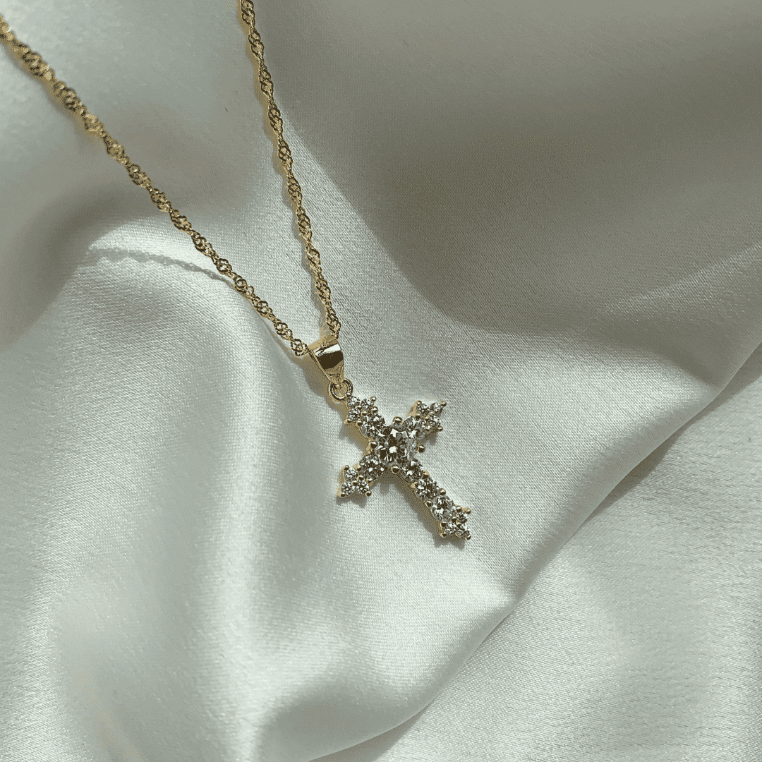 [Clara Jewels]Delicate Cross Shape Necklace