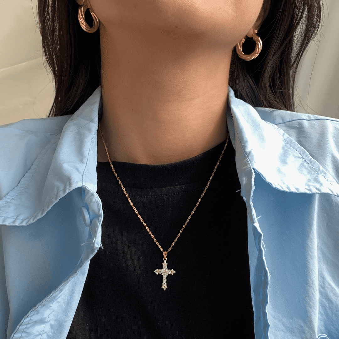 [Clara Jewels]Delicate Cross Shape Necklace