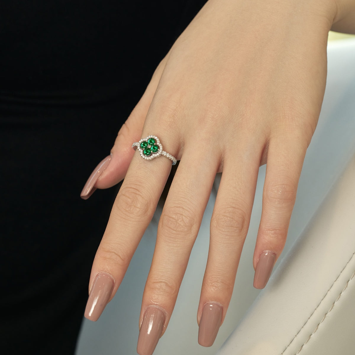 [Clara Jewels]Four Leaf Clover Flower Design Ring