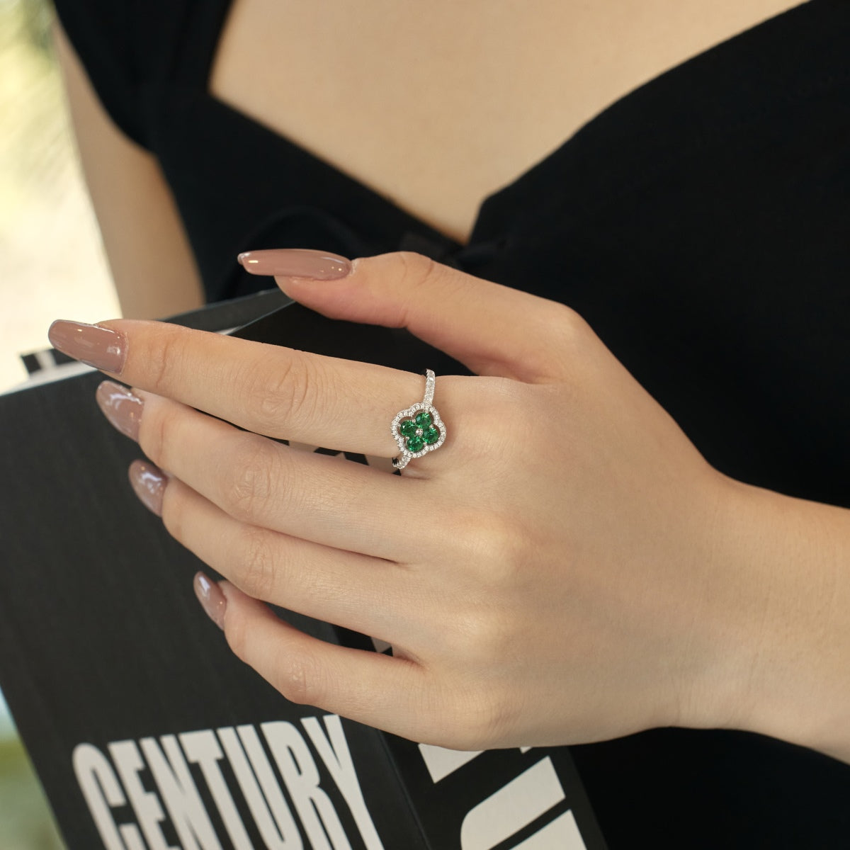 [Clara Jewels]Four Leaf Clover Flower Design Ring
