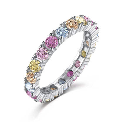 [Clara Jewels]Dazzling Lustrous Round Cut Tennis Ring