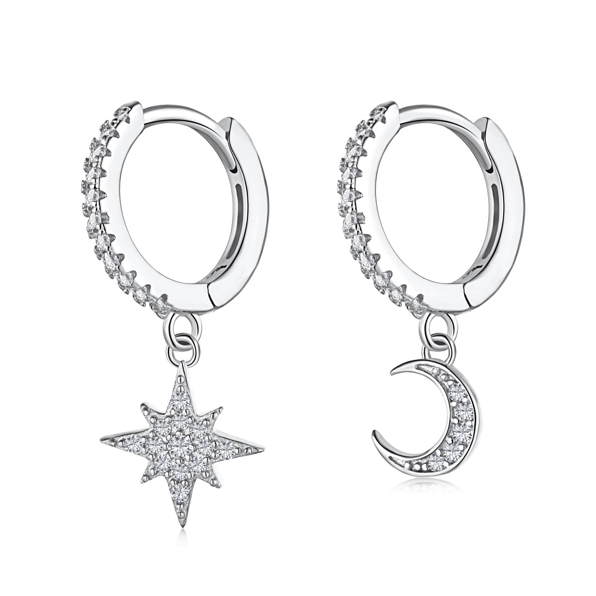 [Clara Jewels]Star and Moon Asymmetric Earrings