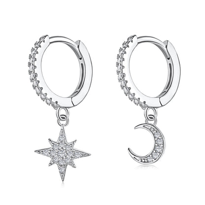 [Clara Jewels]Star and Moon Asymmetric Earrings