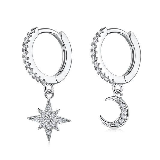 [Clara Jewels]Star and Moon Asymmetric Earrings