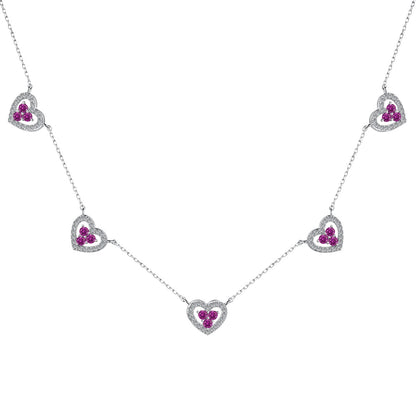 [Clara Jewels]Sparkling Five Heart Necklace
