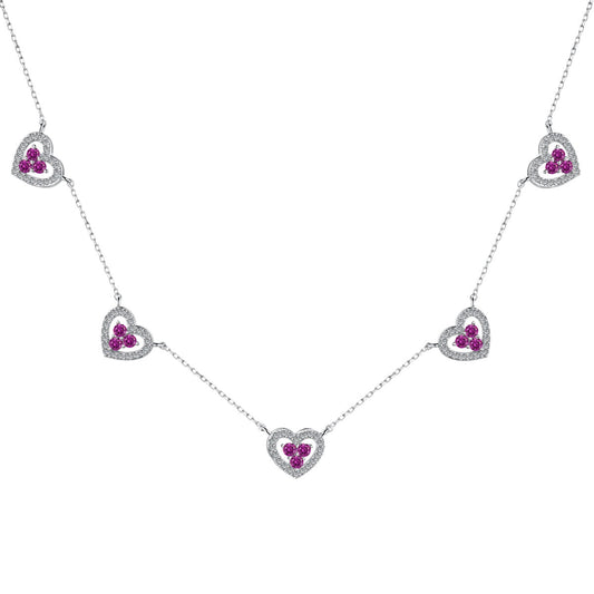 [Clara Jewels]Sparkling Five Heart Necklace