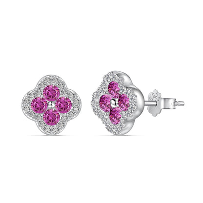 [Clara Jewels]Four-Leaf Clover Flower Shaped Earrings