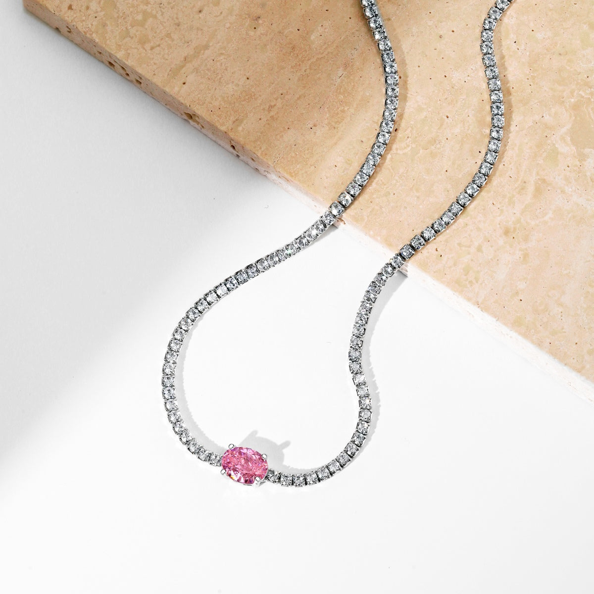 [Clara Jewels]1.0 Carat Shining Oval Cut Necklace