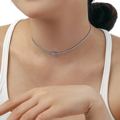 [Clara Jewels]1.0 Carat Shining Oval Cut Necklace