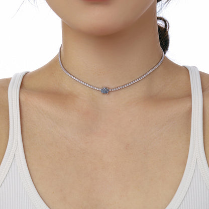 [Clara Jewels]1.0 Carat Shining Oval Cut Necklace