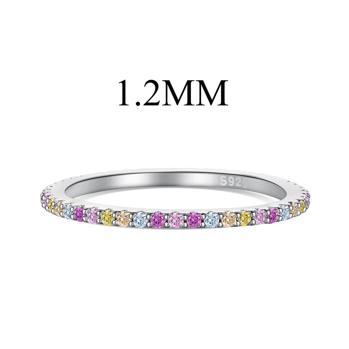 [Clara Jewels]Ornate Colorful Round Cut Tennis Ring