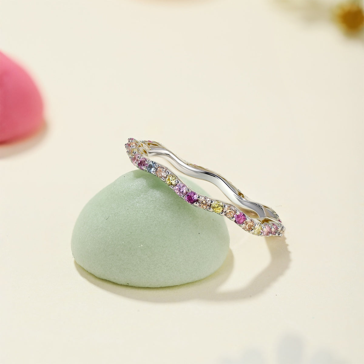 [Clara Jewels]Dainty Colorful Round Cut Party Ring