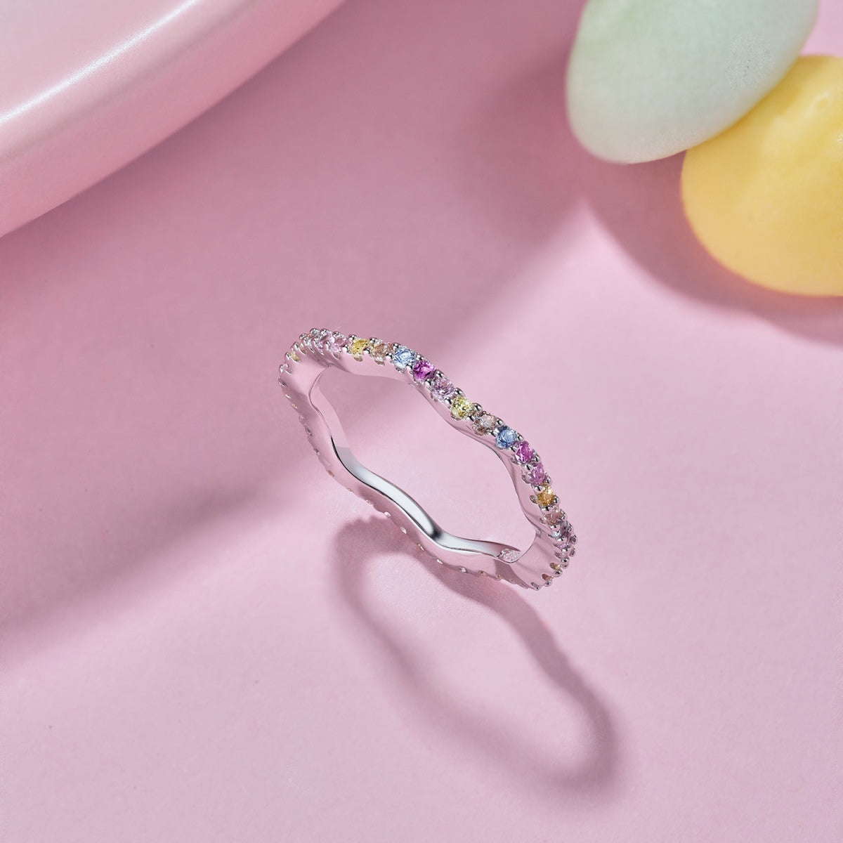 [Clara Jewels]Dainty Colorful Round Cut Party Ring