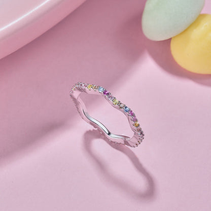 [Clara Jewels]Dainty Colorful Round Cut Party Ring