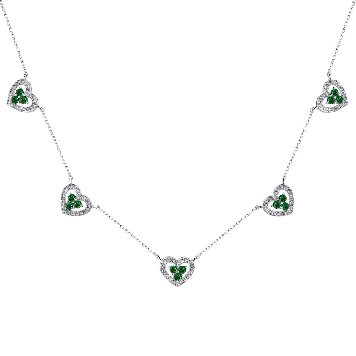 [Clara Jewels]Sparkling Five Heart Necklace